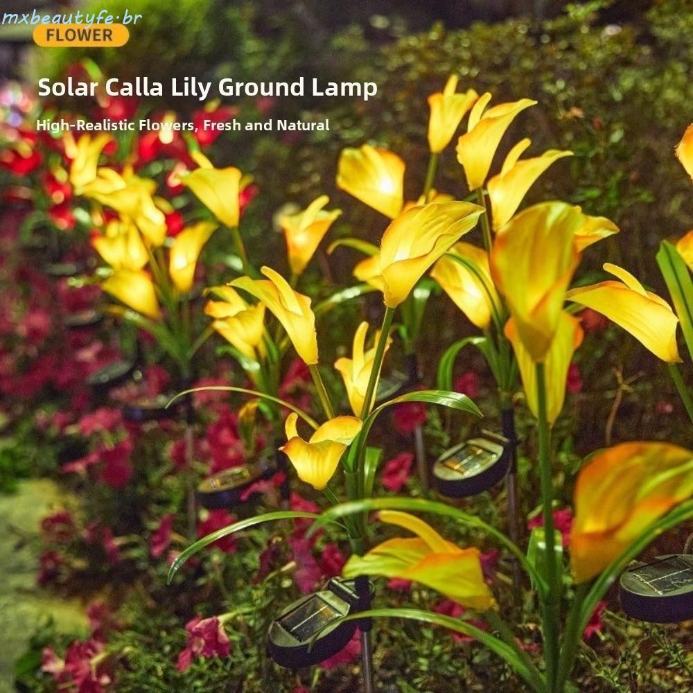 Lâmpada Solar De Flor De Calla MXBEAUTYFE , Luzes De Estaca De Flores Coloridas Criativas , De Chão De Jardim Sem Fio