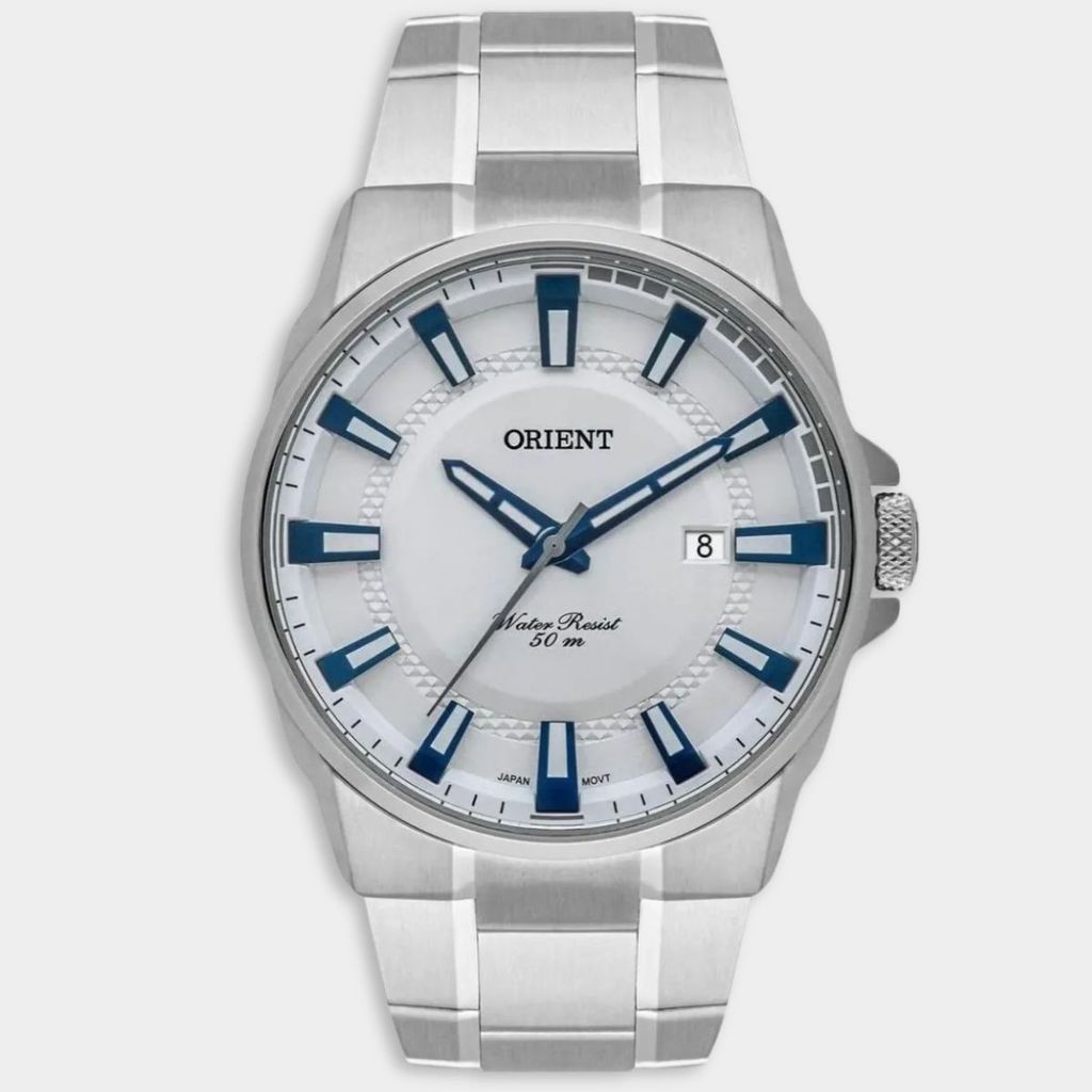 Relógio Orient Analógico Pulseira Elos Masculino - Prata e Azul