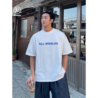 Camiseta masculina de manga curta de algodão pesado americana High Street letras de verão Design solto oversize meia man