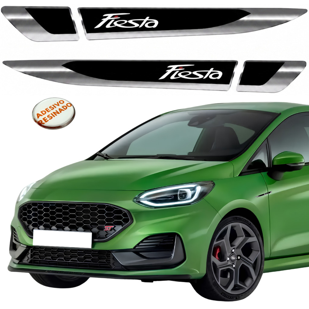 Par Aplique Lateral Paralama Resinado Ford New Fiesta Hatch Sedan 2004 ate 2019