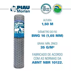 Kit 3 Tela Piau Morlan Mangueirão 3x16x1,50m 50m