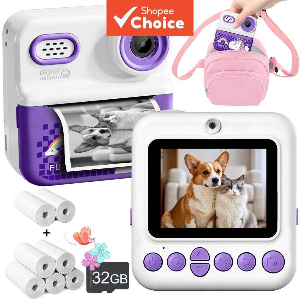 Câmera Digital Infantil Selfie Com Molduras Divertidas Adesivos Filtros Leitor De Música Impressão Instantânea Uso Diári