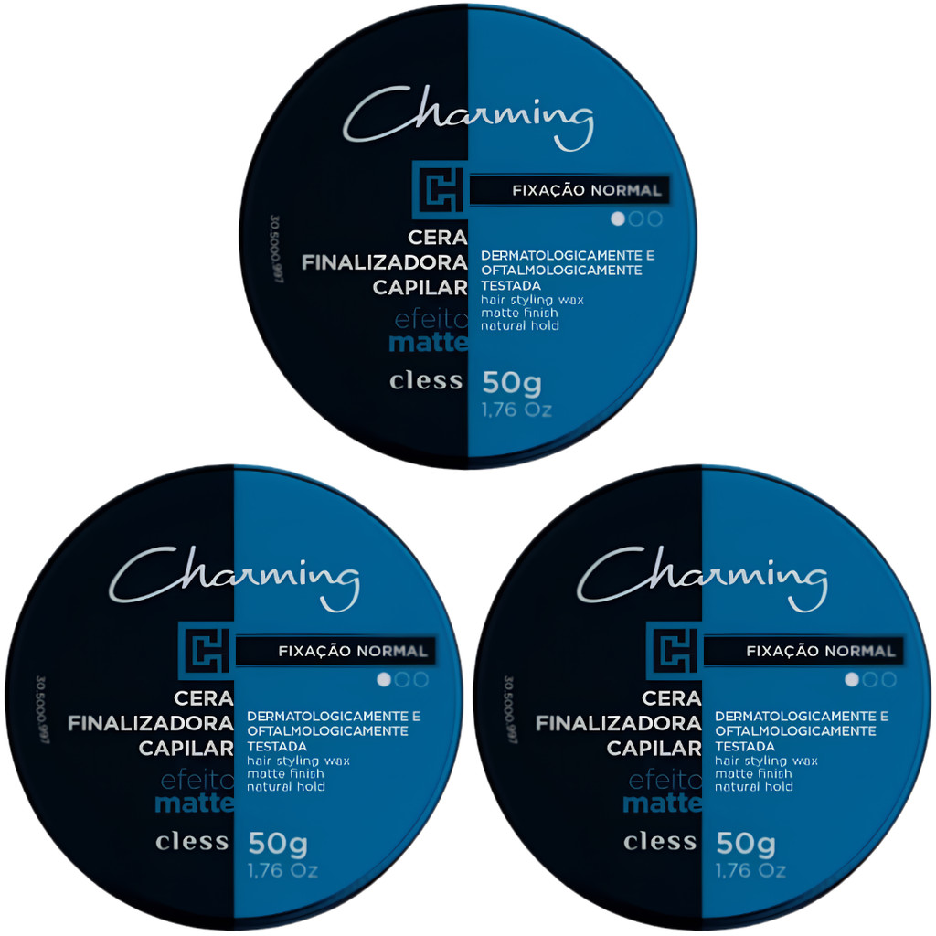 Kit 3 Pomada Cera Modeladora Charming Cless Efeito Matte Fixacao Normal Fixador Cabelo Masculino 50g