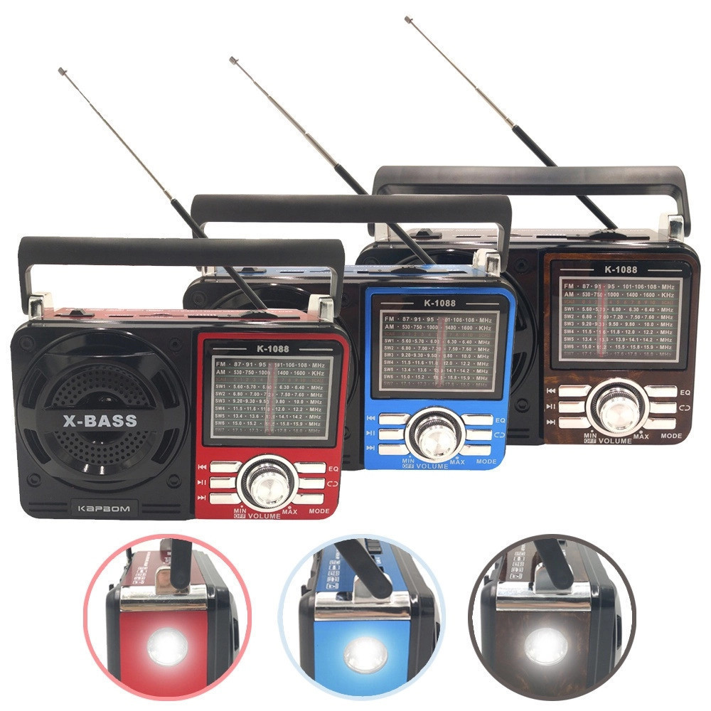 Rádio Antigo Retrô Portátil Funciona com Pilha e Tomada Rádio AM FM SW Reproduz USB SD Pendrive e Lanterna Integrada