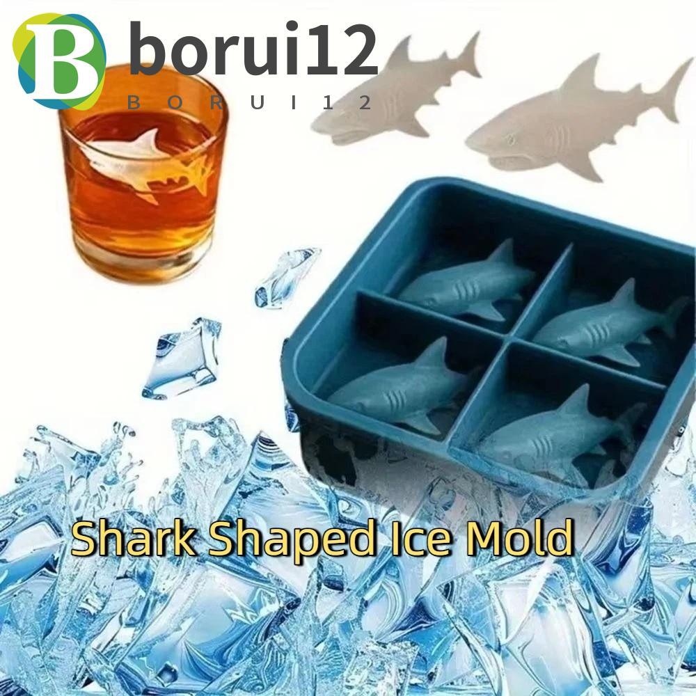 BORUIB Molde De Gelo Em Forma De Tubarão , 2 Peças , Bandeja De Cubos 3D De Silicone De Qualidade Alimentar , Uísque De