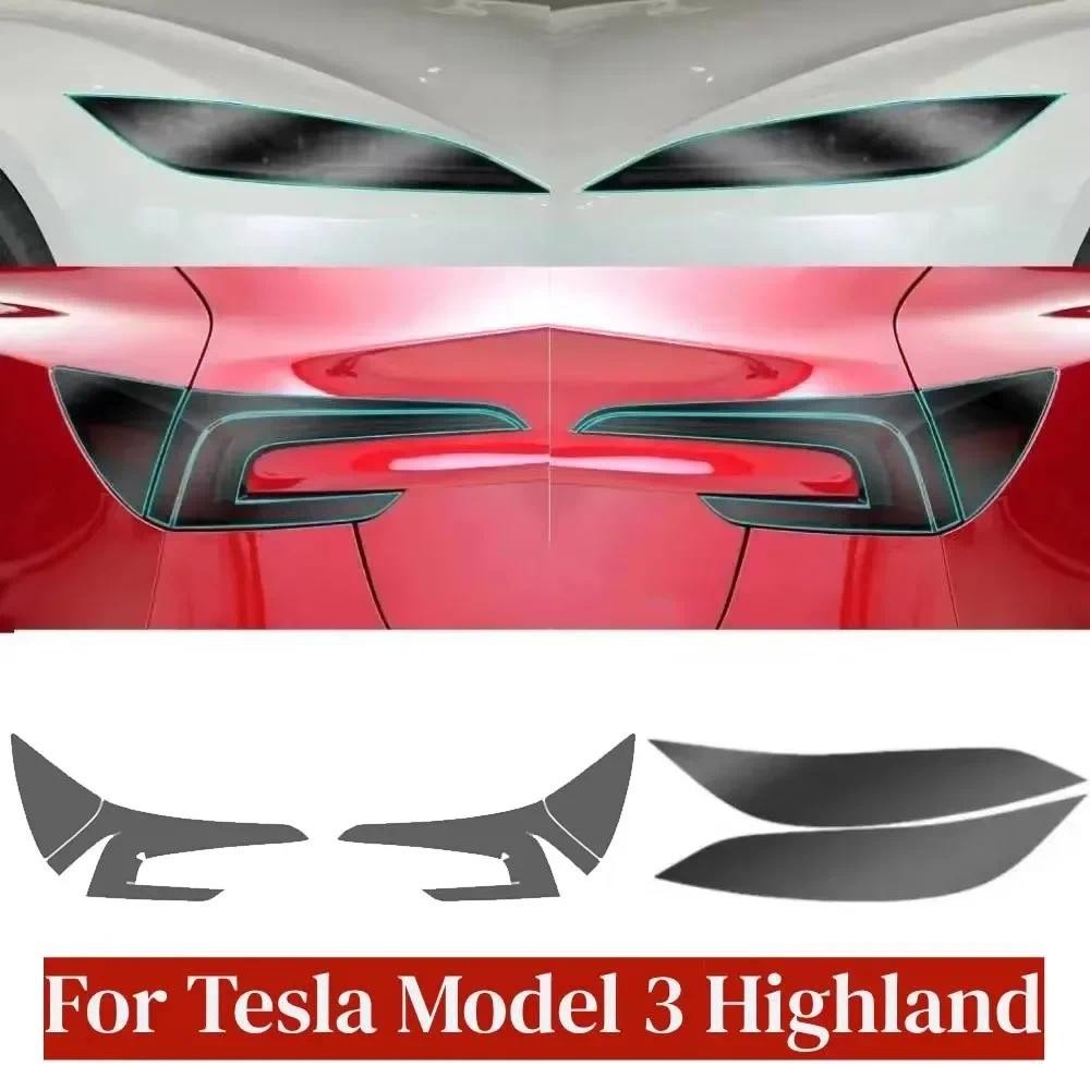 Para Tesla Modelo 3 Highland 2023 2024 Farol Lanterna Traseira Película Protetora + Lâmpada Preto Mudança De Cor Filmsau