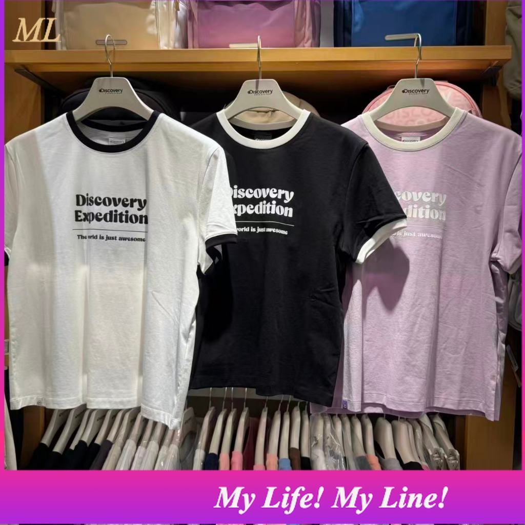 ML1 DISCOVERY DWRS94063 T-SHIRT Feminina Com Letras Frescas SEMI-CROP RINGER K-FASHION