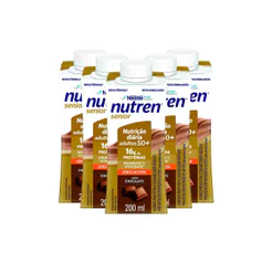 Kit 5 Nutren Senior Zero Lactose Sabor Chocolate com 16g de Proteínas 200ml