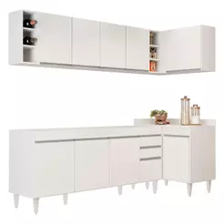 Armário de Cozinha Modulado de Canto Esquerdo 5 Peças CP52 Balcão sem Tampo Branco - Lumil