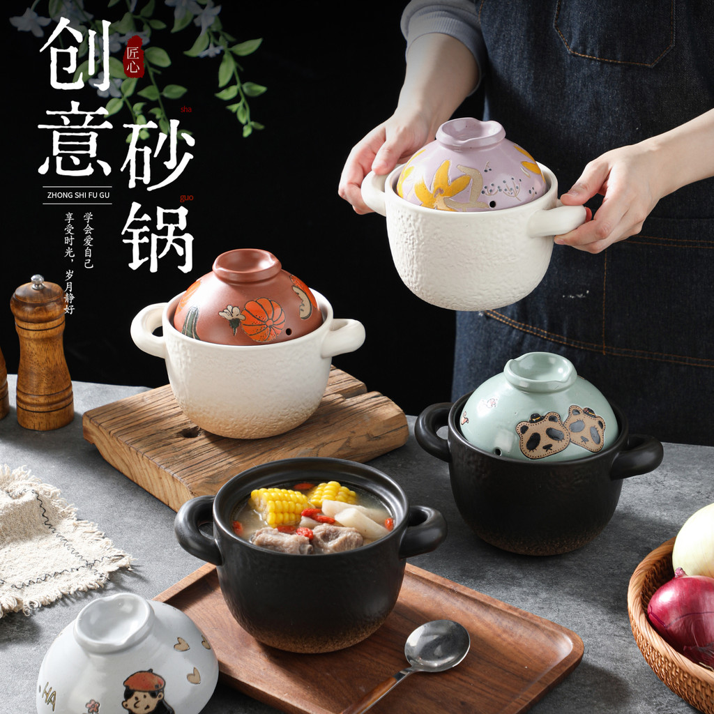 Caçarola de cerâmica artesanal japonesa, pote de saúde para uma pessoa, resistente a altas temperaturas, panela de guisa