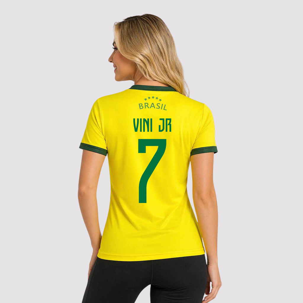 Camisa Brasil Canarinho Feminina 7 Vini Jr