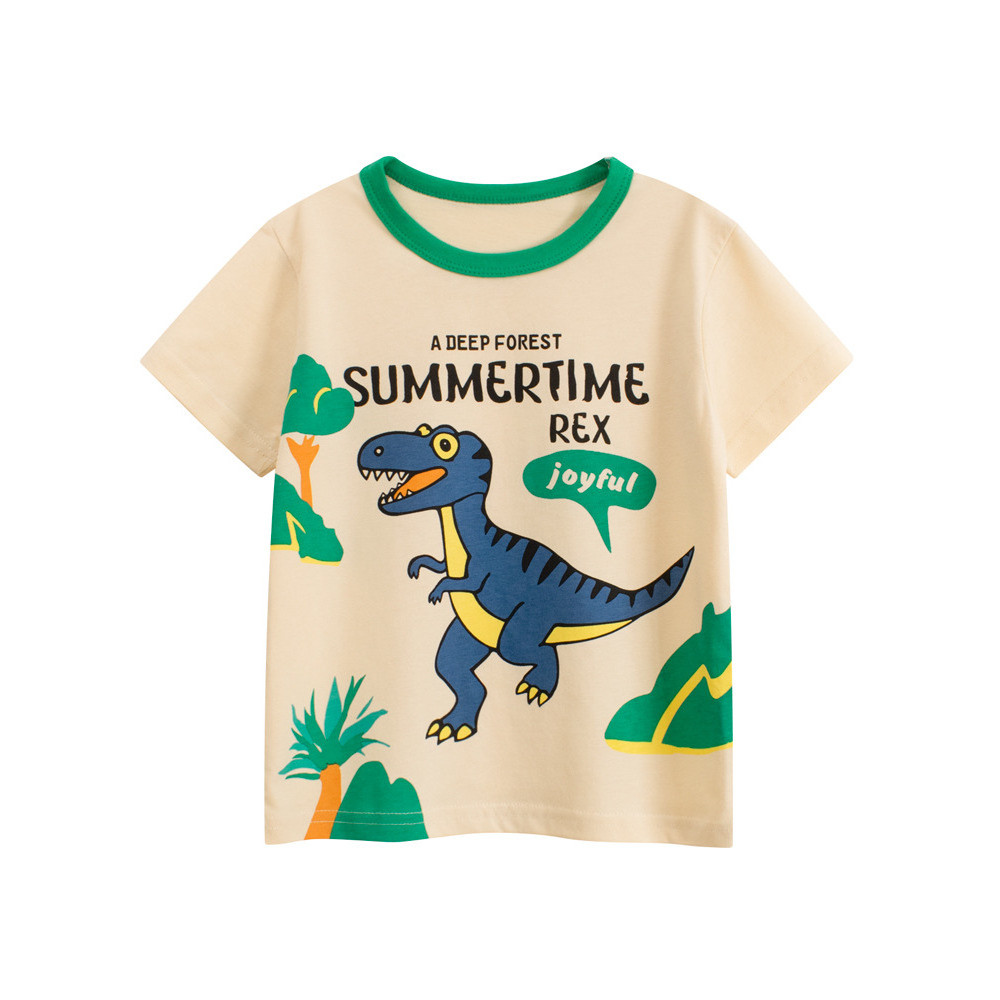 27 crianças marca puro algodão versão coreana roupas infantis 2026 verão de manga curta camiseta menino dos desenhos ani