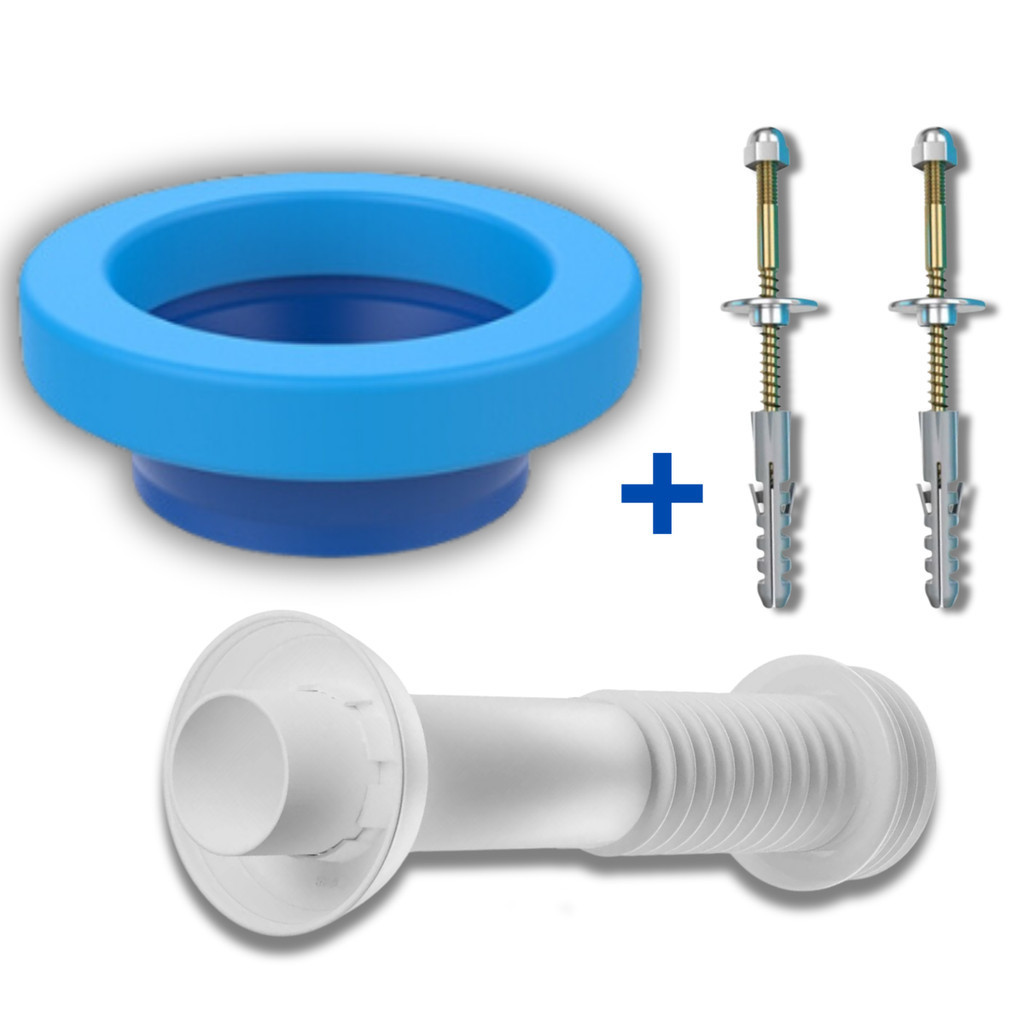 Tubo de Ligação Branco C/Espude +Anel de Vedação para Vaso Sanitário C/Guia +2 Parafusos Castelo B10