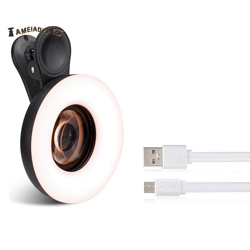[Entrega Rápida T] Ring Light Anel De Luz De Escurecimento Recarregável Portátil Com Mini Clipe , Para Lente Macro De Câ