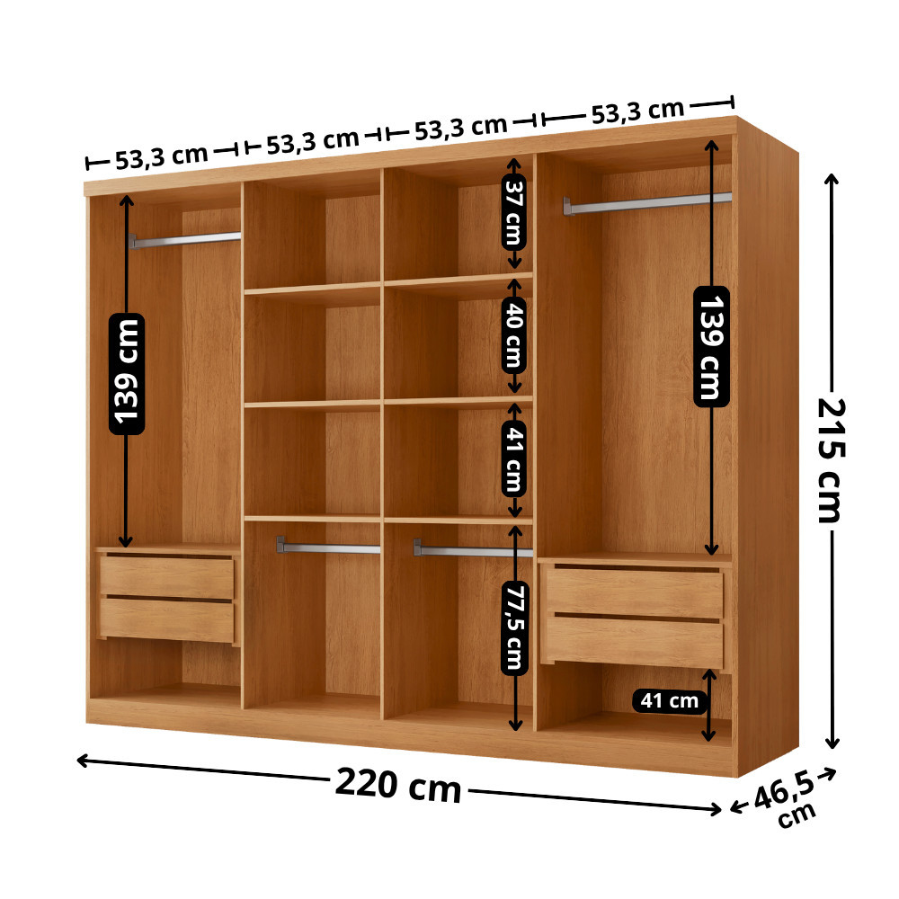 Guarda Roupa Casal Quioto MDF com 8 Portas 4 Gavetas Moderna Mobília · foto 2