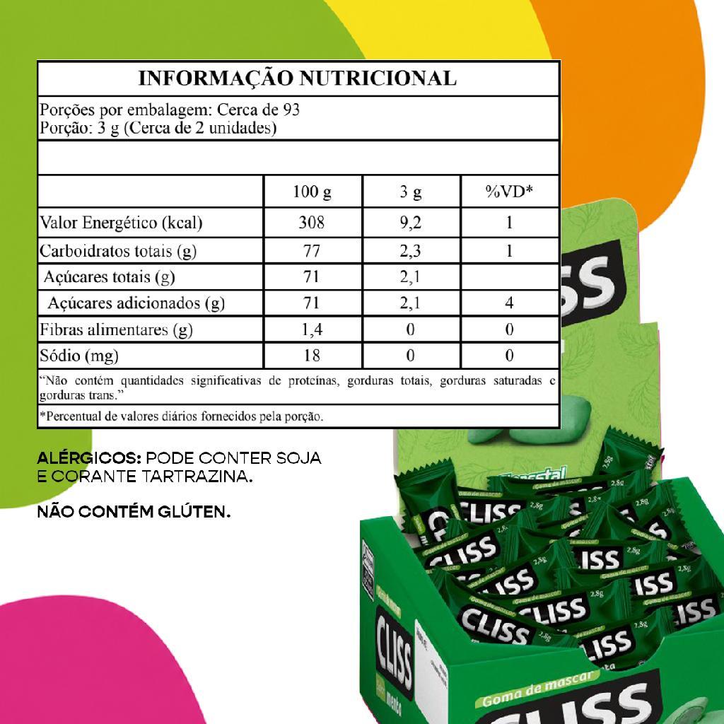 Chiclete Cliss Florestal Menta Goma de Mascar Drageada Display 100 Unidades 280g — imagem 2 de 2