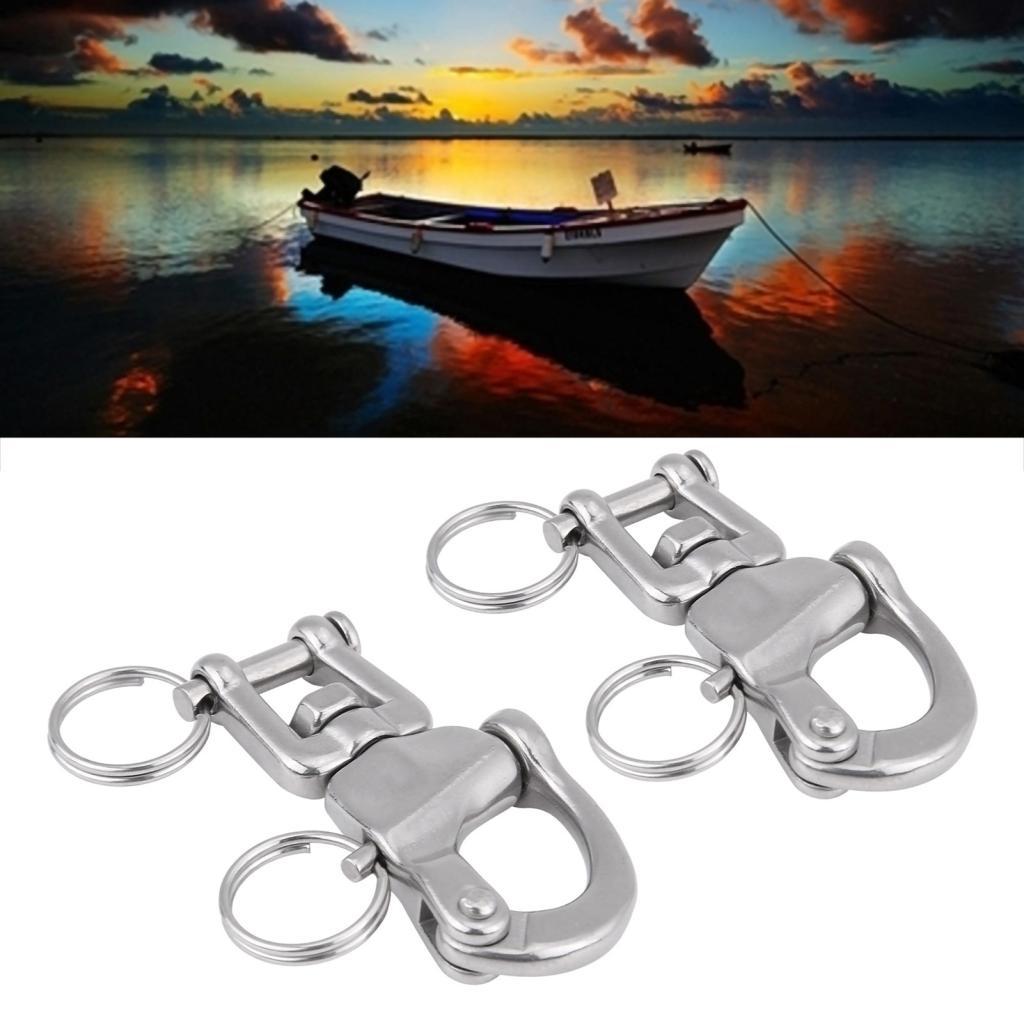 Toolgoing-BR 2 peças manilha de pressão giratória de aço inoxidável gancho de mandíbula de corrente de barco de
