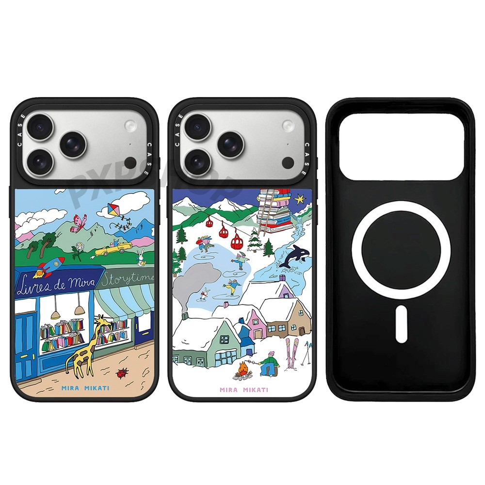 Capa De Telefone Espelhada De Vila Coberta De Neve Magnética Para IPhone 17 Pro Max 17Air 16 15 14 13 12 11 Protetora À