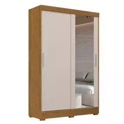 Guarda Roupas Solteiro com Espelho 2 Portas 2 Gavetas Luci