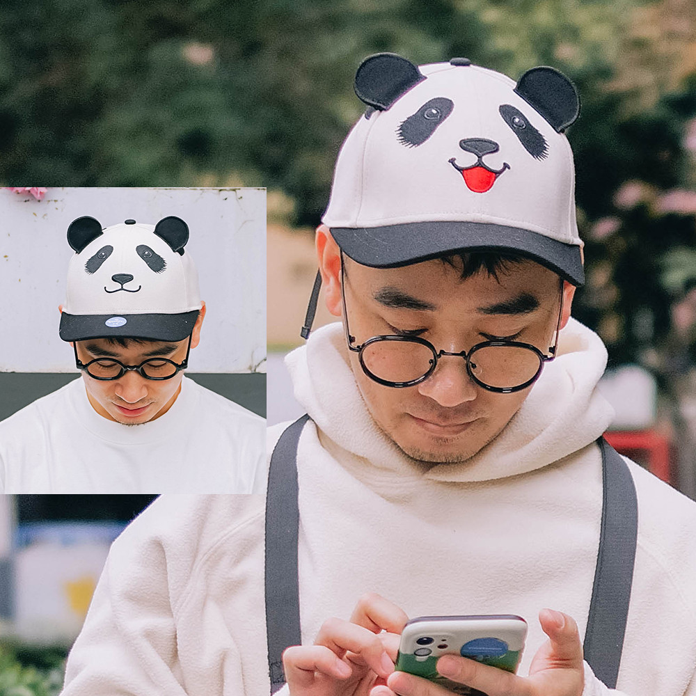 Original tesouro nacional bonito flor Panda frutas Lai zoológico orelhas protetor solar cabeça grande boné ajustável bon