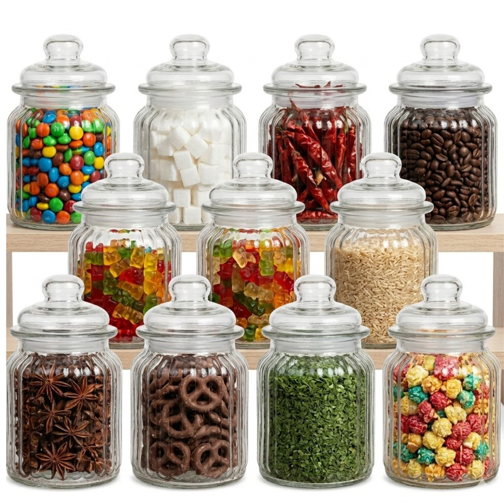 KIT 10 Potes Tampa Hermética Temperos Balas Em Vidro  350ML Premium