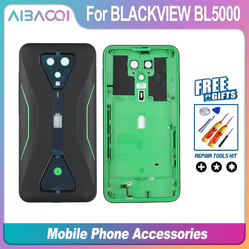 Nova Marca Caso De Bateria Capa Protetora Da Traseira Lente Vidro Câmera + Lâmpada Respiração Para Blackview BL5000 Tele
