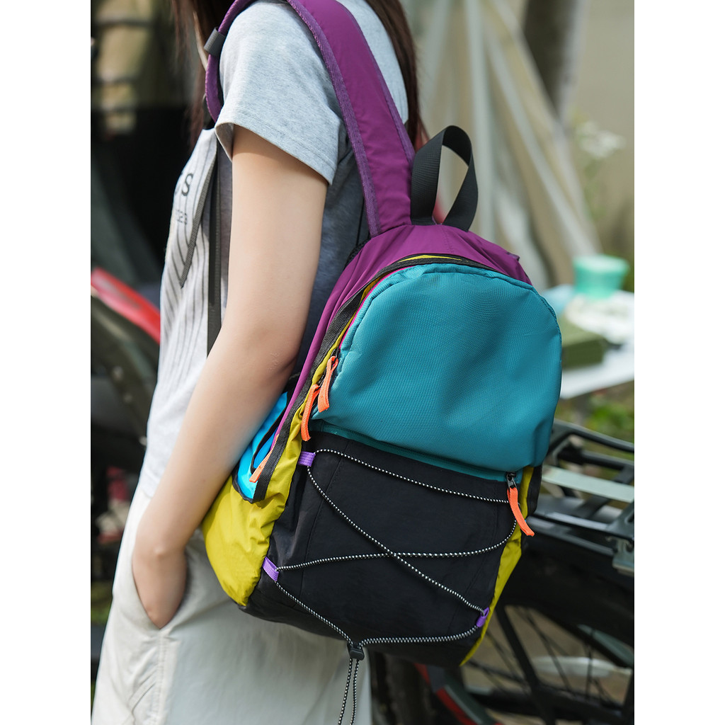 Mochila de viagem ao ar livre feminina contraste cor caminhadas saco leve esportes Mini mochila lazer Commuter saco