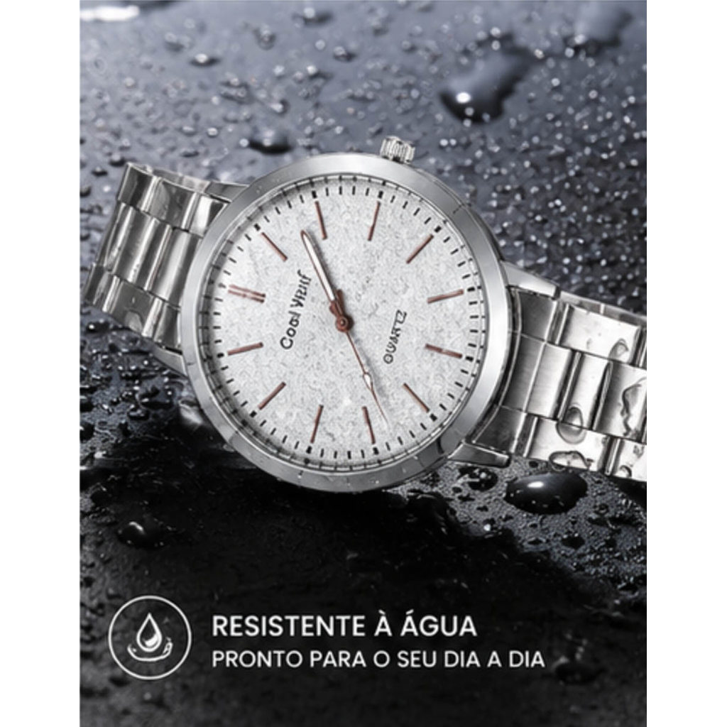 Relógio Feminina/Masculina de quartzo com mostrador triplo decorado com strass