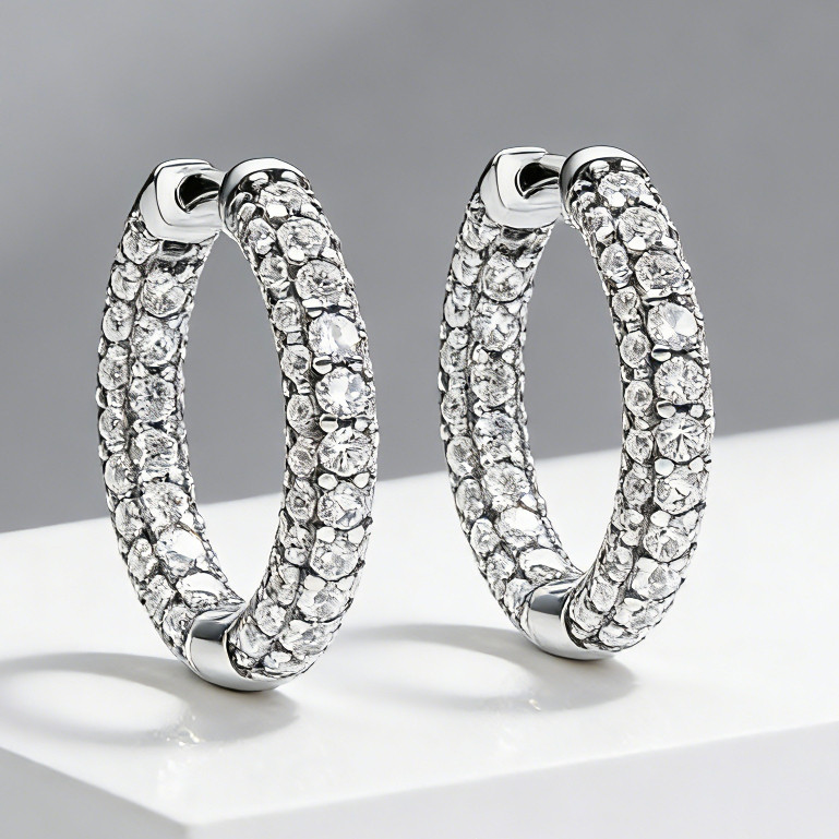 Brincos Pavé Pavé Pavé em Prata S925 | Presente Premium Brilhante