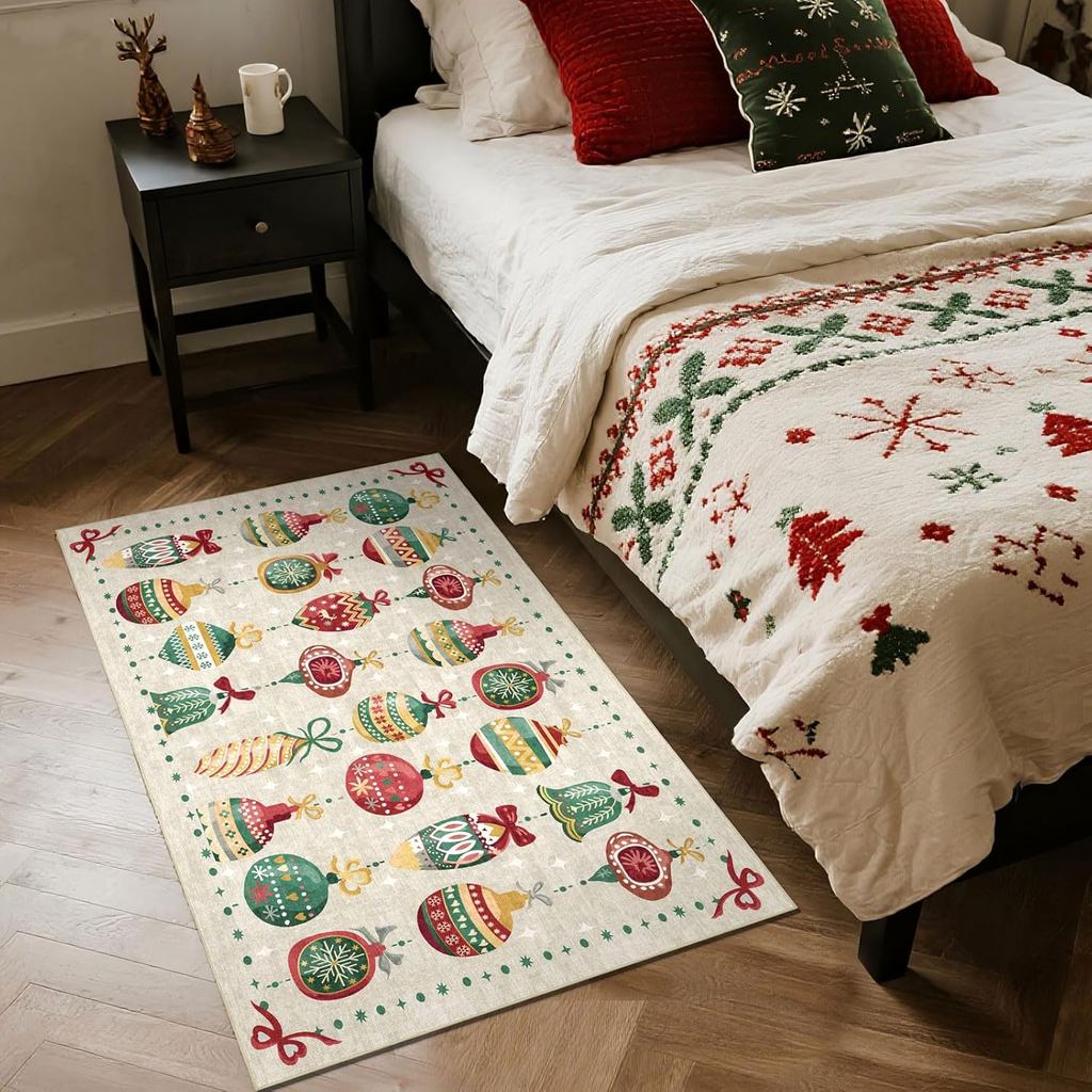 Tapete de Entrada de Natal - Tapete de Entrada 2x3 Antiderrapante para Interior, Tapete Macio e Colorido Moderno para Qu