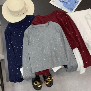 Camiseta de manga comprida Slim-Fit Slimmer Look Hot Diamond Design Feel Fashion All-Match Bottoming Shirt Mulheres K#24