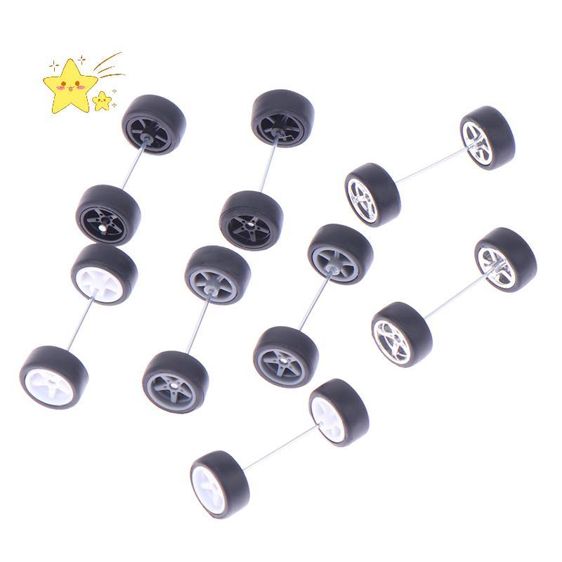 [JBTH] 1 Conjunto De Rodas De Carro DIY Racing 1 : 64 Para Pneu De Borracha Com Modelo De Eixo De Roda Peça Modificada [