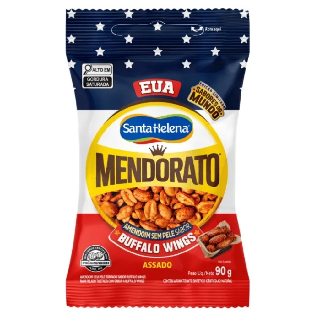 Amendoim sem Pele Santa Helena Mendorato EUA Buffalo Wings 90g