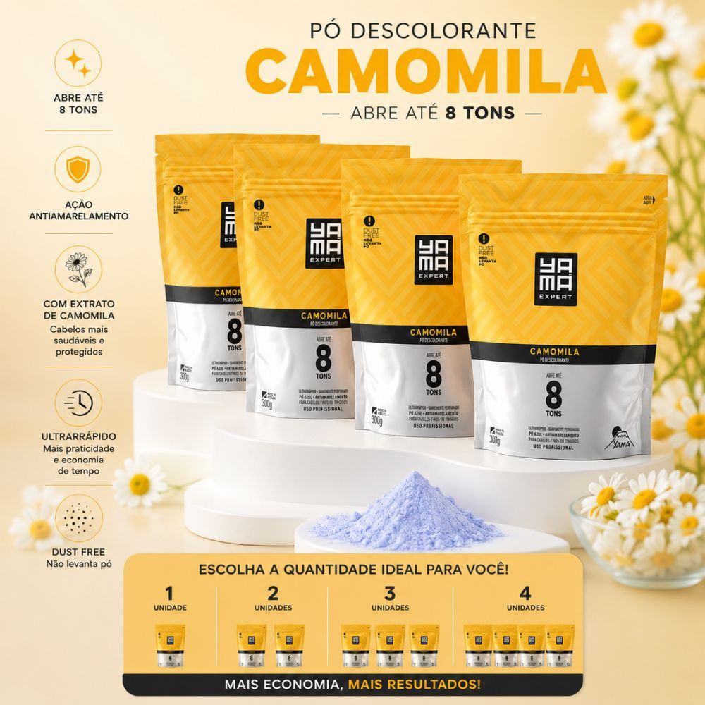 Pó Descolorante Yamá Camomila 300g – Dust Free | Abre Até 8 Tons!
