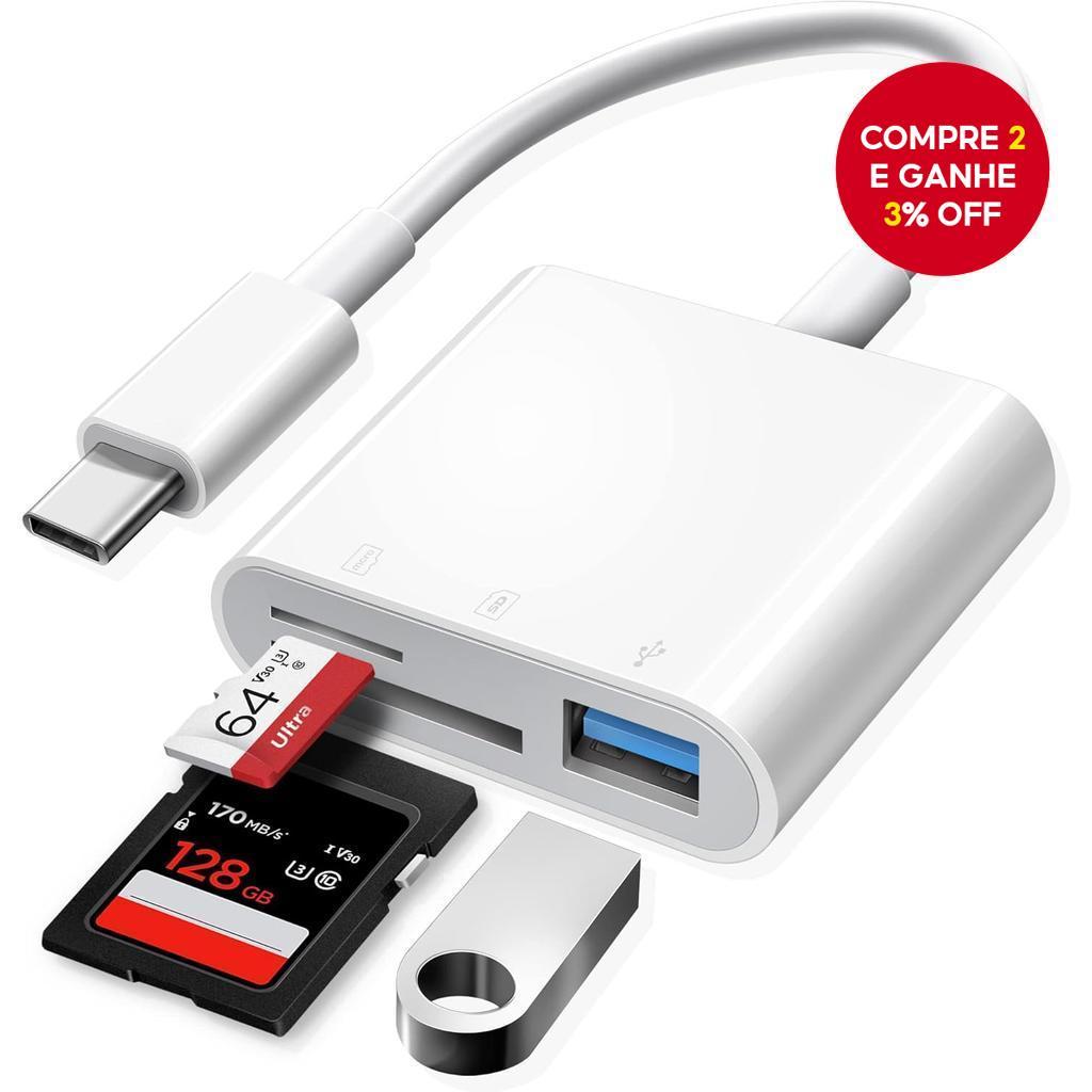 Adaptador De Leitor De Cartão Type C Hub 3 Em 1 TF SD OTG USB2.0 Para Xiaomi Macbook