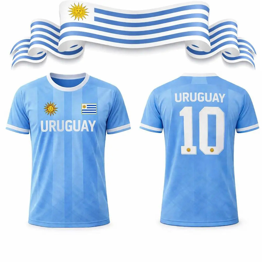 Uruguai Bandeira Impressão Camiseta 2026 Verão Uniforme De Treinamento De Futebol Masculino E Feminino Ao Ar Livre Respi