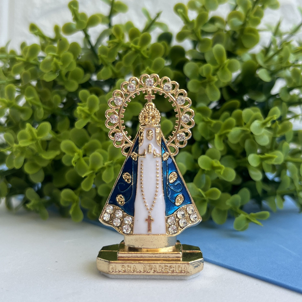 Imagem Nossa Senhora Aparecida Metal Colante Painel de Carro Decorativa