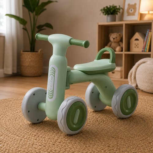 Bicicleta Infantil Com Luzes Brilho Rodinhas Estabilidade Verde