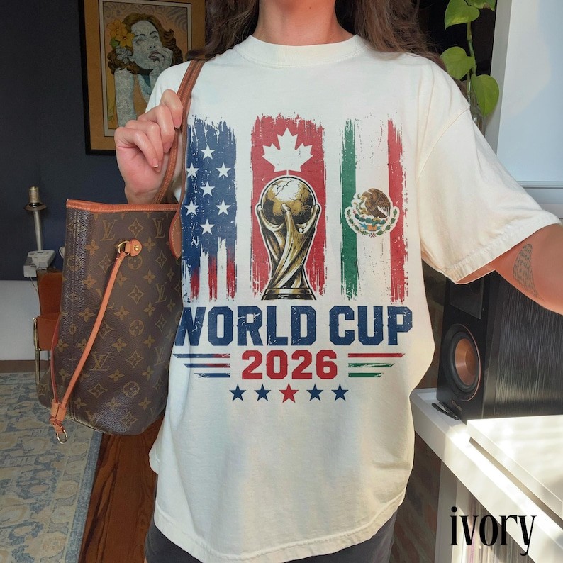 「BR.Moonlight」Camiseta Unissex Tema Copa do Mundo 2026 USA Canada Mexico Troféu Estampa Futebol Gráfica Confortável L...