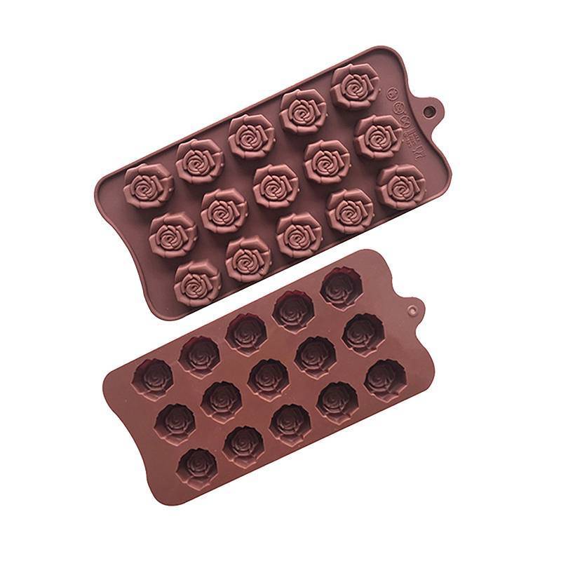 Madeira 1Pc 15 Cavidade Rosa Forma Molde De Silicone DIY Flor Bolo De Chocolate Sabão Bandejas De Gelo Cozimento Ferrame
