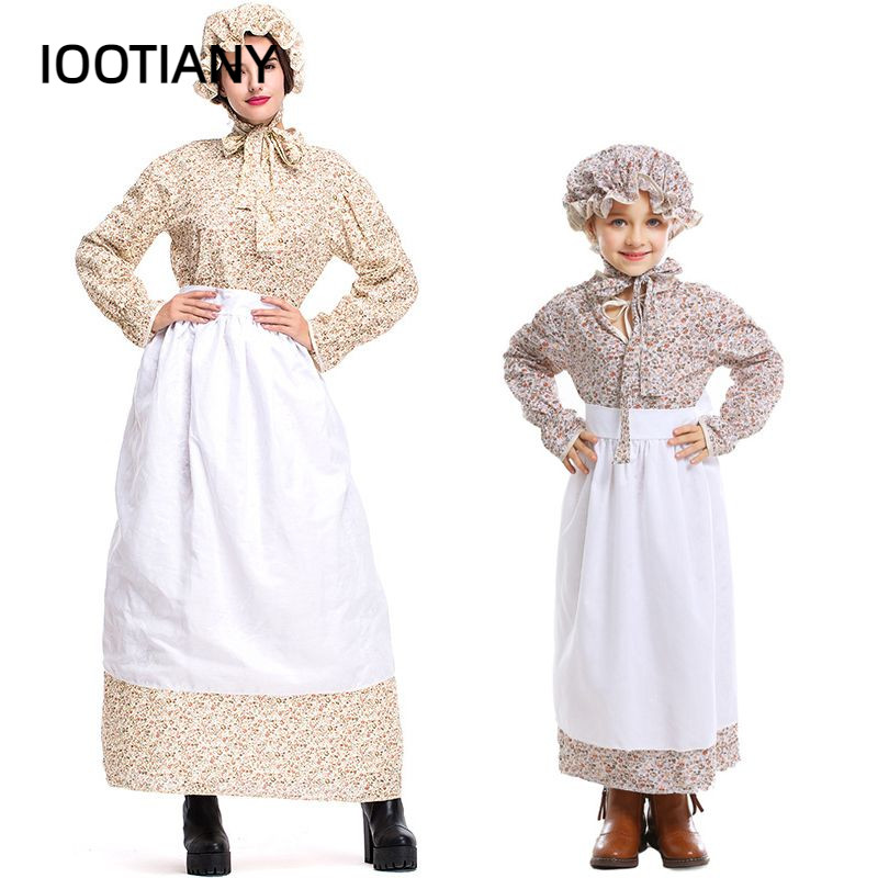 Mulheres Carnaval Traje Conto De Fadas Pequeno Capuz Lobo Avó Europeu Pastoral Roupas Femininas Vestido Chapéu Avental
