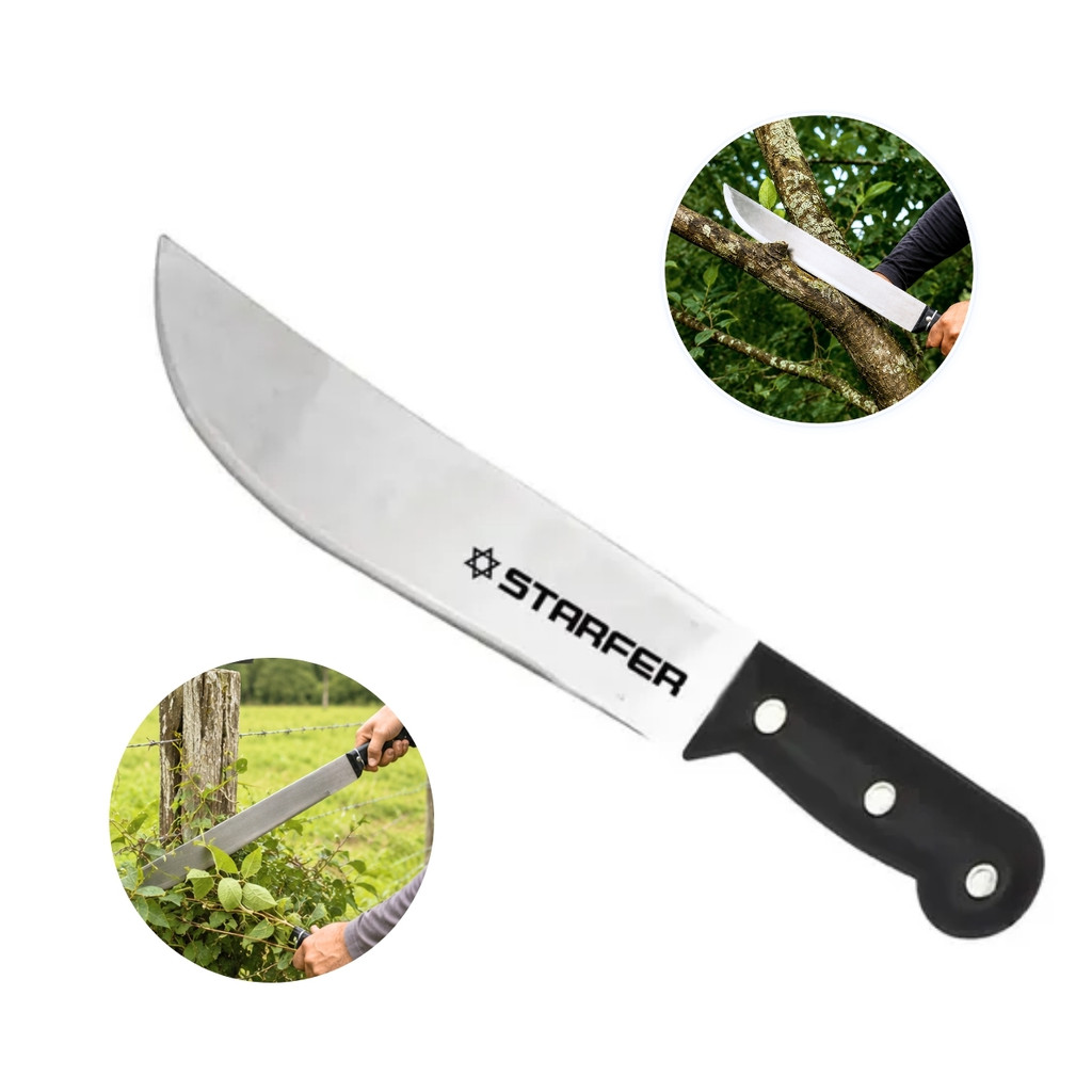 Facão para Mato Poda 12" em Aço Carbono Lâmina Pesca Cana Galhos Camping e Trilha Cabo Plástico