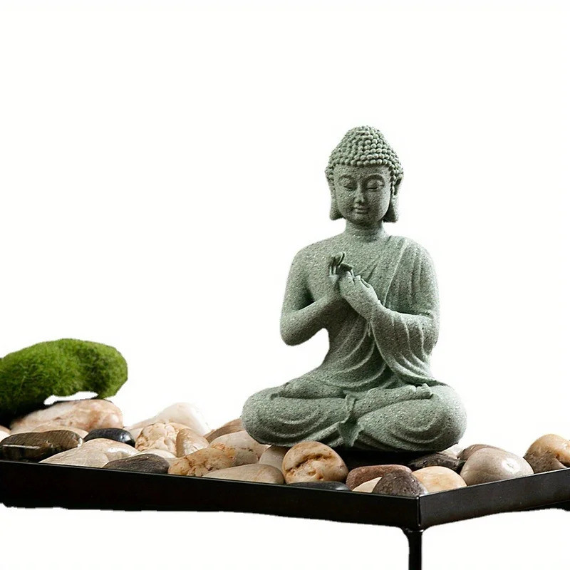 Estátua de Buda para Jardim, Decoração para Aquário, Mini Estatueta Budista, Decoração de Mesa, Estátua Zen para Casa, A