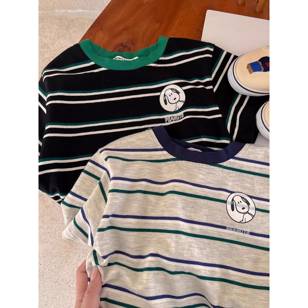 2025 verão crianças camiseta de algodão meninos solto respirável em torno do pescoço topo do bebê na moda crianças listr