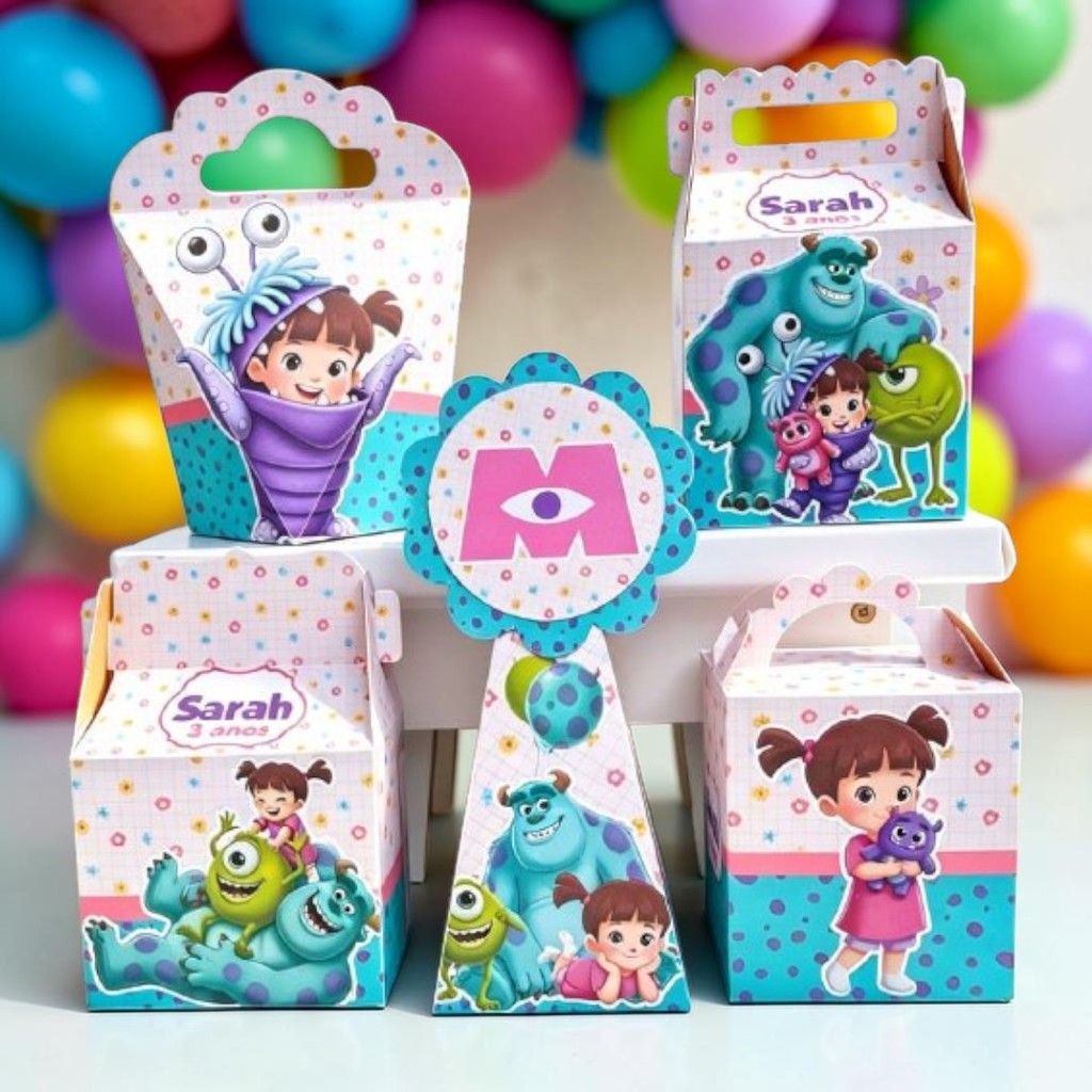 Personalizados MONSTROS SA MENINA BOOH (PEGUE E MONTE) kit festa - lembrancinha - aniversario - caixinhas personalizadas