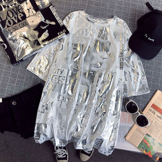 2026 verão novo estilo Super quente cec de manga curta feminino ins na moda versão grande camiseta Hip-Hop estilo Haraju