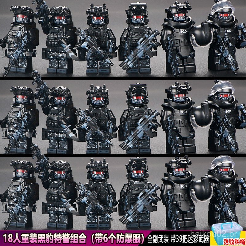Minifigura Delta Black Panther SWAT à Prova de Explosão, Blocos de Montar Militares das Forças Especiais, Brinquedo de Q