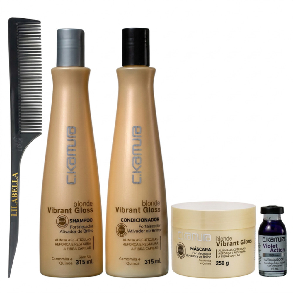 Kit C.Kamura Blonde Profissional Máscara + Pente Lilabella