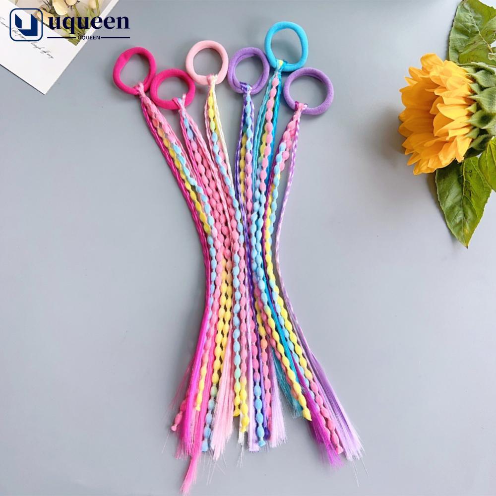 UQUEEN Colorido Elástico Laços De Cabelo Faixa Com Peruca Trança Para Crianças E Adultos Moda Doce Diário Acessórios H9S