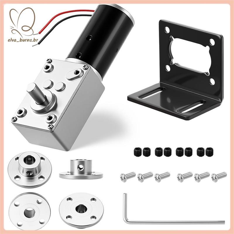 [elva_burns.br] Motor De Engrenagem Sem-Fim DC De 6 Pacotes 12v 16rpm Com Acoplamento De Flange De 8 Mm E Suporte De Mon